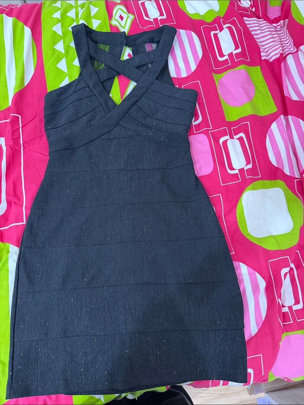 Black Crisscross Halter Bodycon Dress